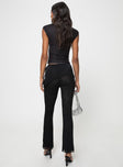 Low rise mesh pants Thin elasticated waistband, frill detail
