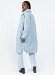 Oversized jacket Faux fur material  Classic collar Button front fastening  Twin hip pockets 