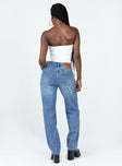 Jeans Mid wash denim  Low rise  Zip & button fastening  Belt looped waist  Classic five-pocket design  Straight leg 