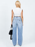 Jeans Light wash denim High waisted Belt looped waist Button & zip fastening Classic five pocket design