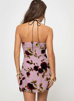 Devino Flower Strapless Mini Dress Pink Multi