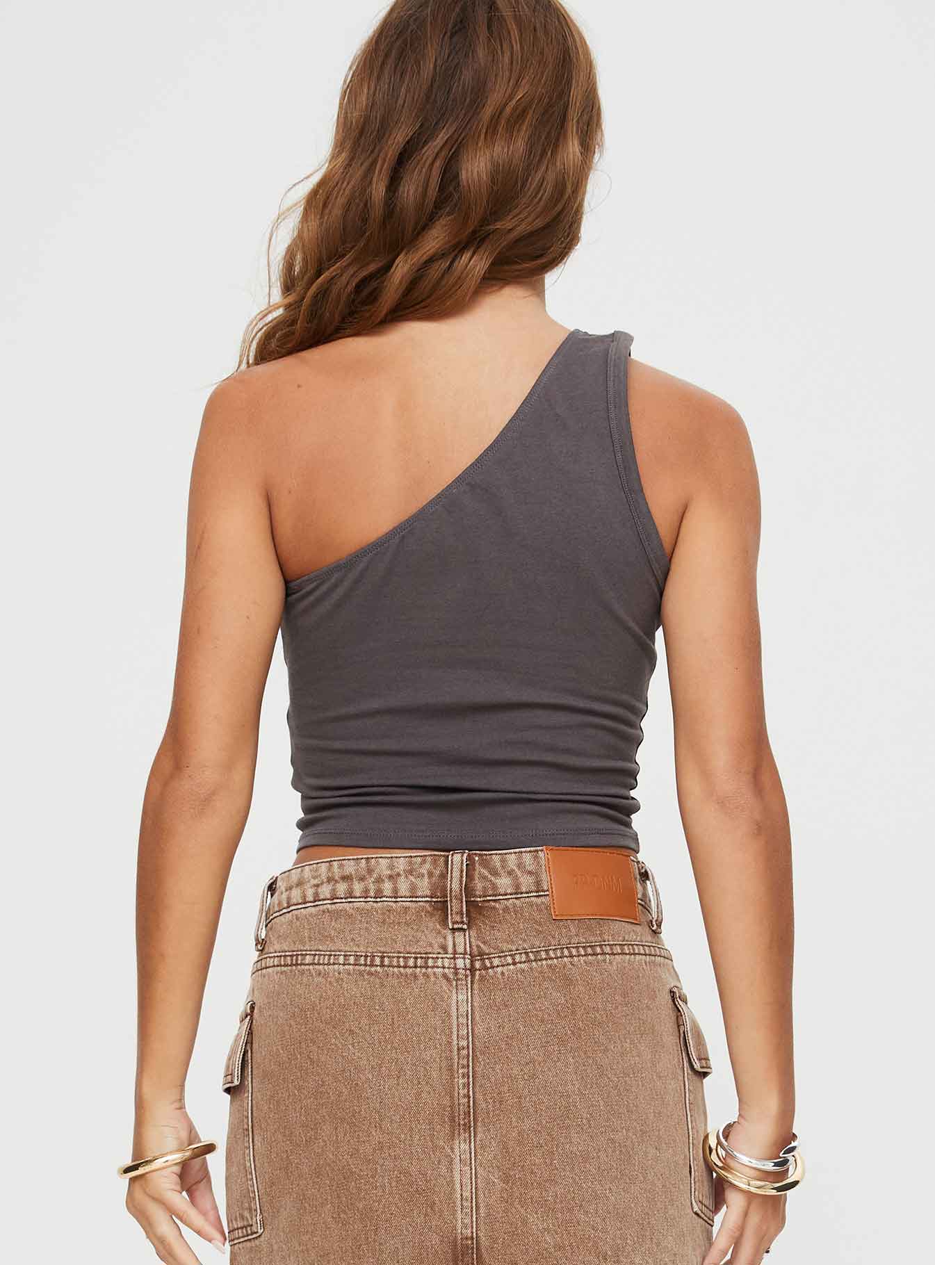 Crop top One shoulder style, elasticated bust Good stretch, unlined 