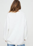 White Sweater Oversized fit, knit material, wide neckline, drop shoulder