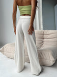 Pants Knit material High rise Elasticated band at waist Wide leg
