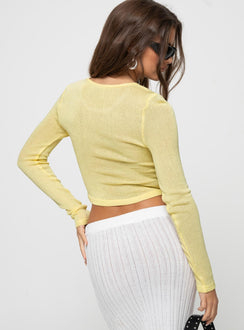 Long sleeve knit top  Slightly sheer, crew neckline