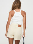 Denim skort Belt looped waist, zip & button fastening, classic five pocket design, branded patch at back