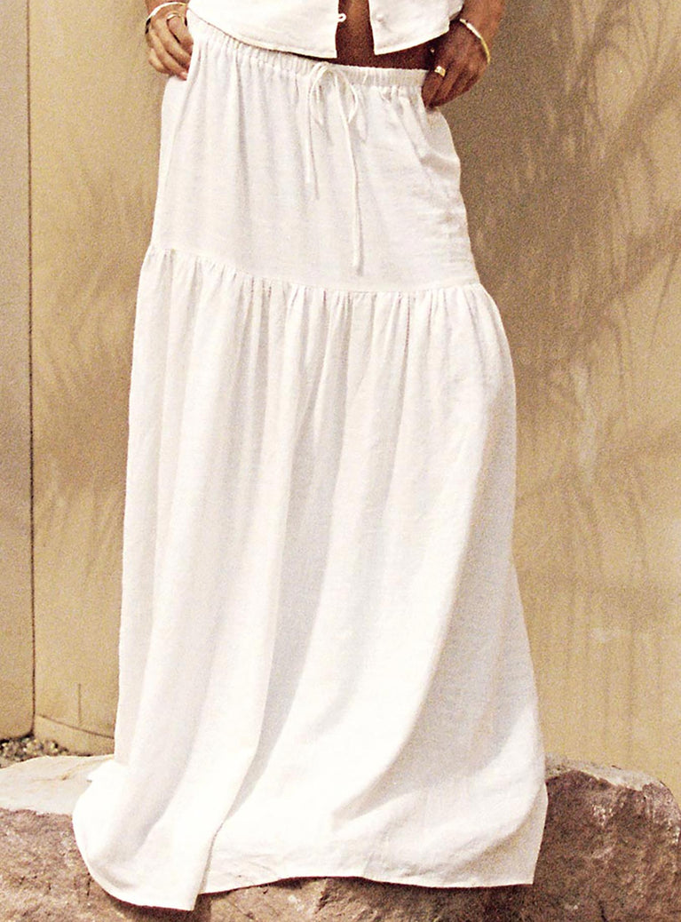 Tearose Linen Blend Maxi Skirt White