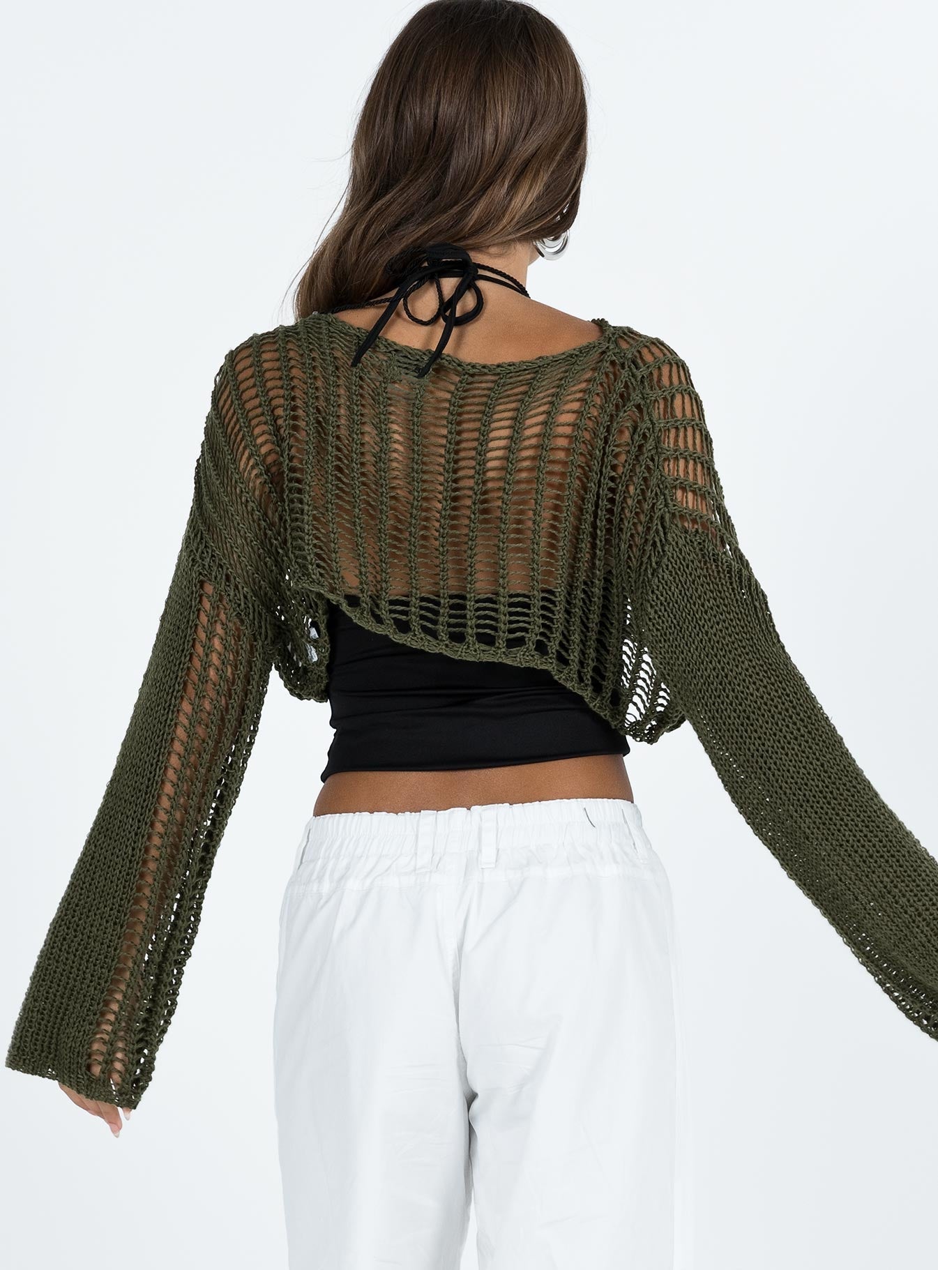 The Kennedy Cropped Sweater Olive Princess Polly  Cropped 