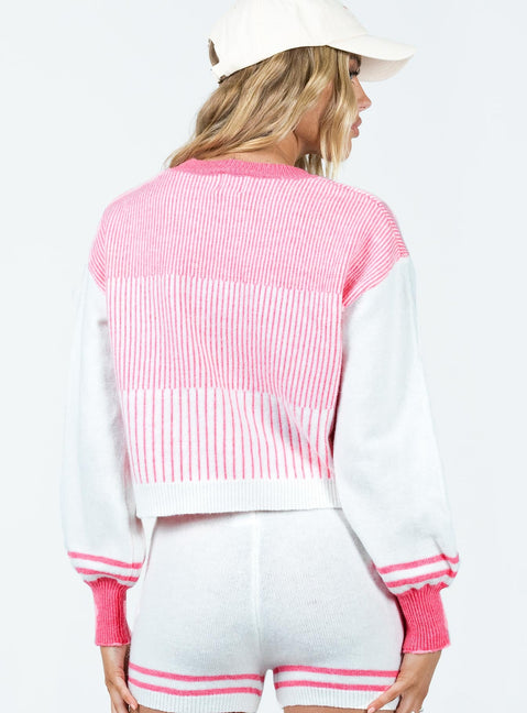 Sweater Knit material Striped design Drop shoulder