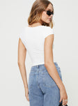 Crop top Cap sleeve  Twist detail at bust Good stretch Lined bust