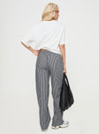 Low-rise striped pants Elasticated waistband, square patch detailing on waistline, straight leg, twin hip pockets