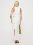 White Matching set Knit material, scooped neckline, invisible zip fastening, split in hem at back
