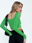 Green long sleeve top Crinkle material  Elasticated shoulders 