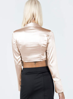 Shirt Silky material Classic collar  Button front fastening  Pleated front  Flared cuffs 