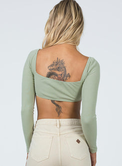 Becca Long Sleeve Crop Top Sage