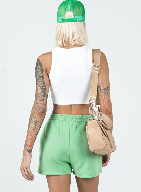 100% cotton track shorts Elasticated waist  Twin hip pockets  Unlined 