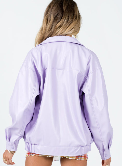 Jacket  Oversized fit  Princess Polly Exclusive 55% polyester 45% PU  Faux leather material  Classic collar  Zip front fastening  Twin hip pockets  Single-button cuff  Elasticated waistband  Satin lined 