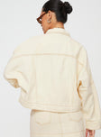 Denim jacket, relaxed fit Dark wash denim, cropped design, pointed collar, button fastening at front, twin chest pockets, drop shoulder