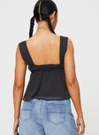 Top Fixed shoulder strap, ruched bust, elasticated band at bust