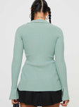 Collared knit cardigan Classic collar, button fastening at front, flared cuff Good stretch, unlined