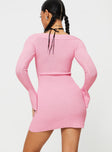 Princess Polly Asymmetric Neckline  Pember Off The Shoulder Knit Mini Dress Pink