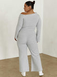 Princess Polly High Rise  Try Me Knit Pants Grey Curve