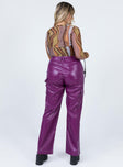 Princess Polly   Callum PU Cargo Pants Purple