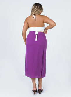 Dezi Satin Midi Skirt Purple