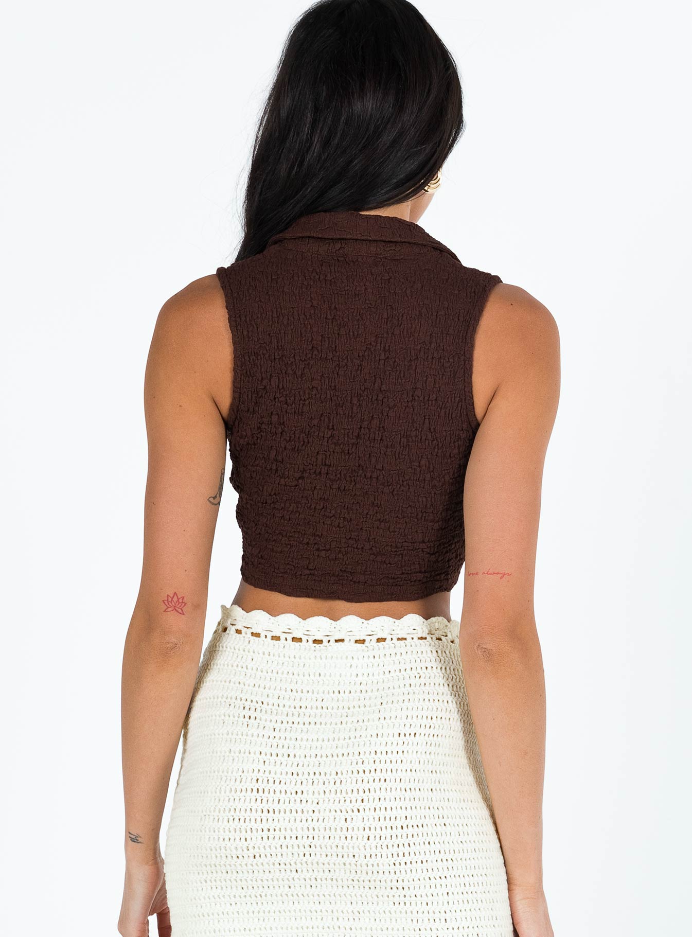 Top Crinkle material  Collared neckline Front tie detail