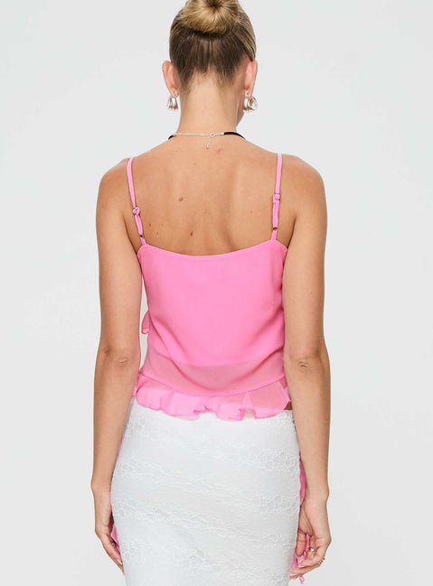 Serenade Frill Top Pink