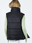 Puffer vest Windbreaker material High neck Zip front fastening Twin hip pockets Non-stretch Fully lined 