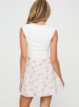 Floral print mini skirt Mid rise, tiered design, invisible zip fastening at side