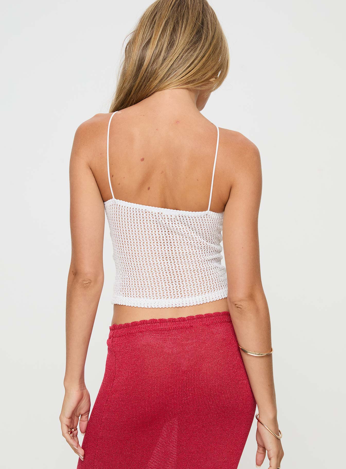wHITE Knit halter top Slight stretch, unlined, sheer