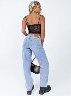Princess Polly Mid Rise  Stunner Low Rise Light Wash Jeans Denim