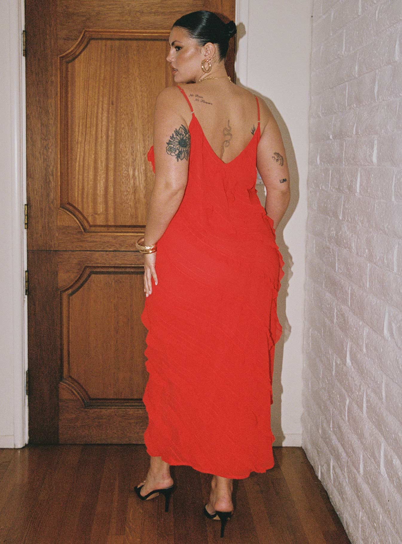 Shop Formal Dress - Lars Maxi Dress Red Curve third image