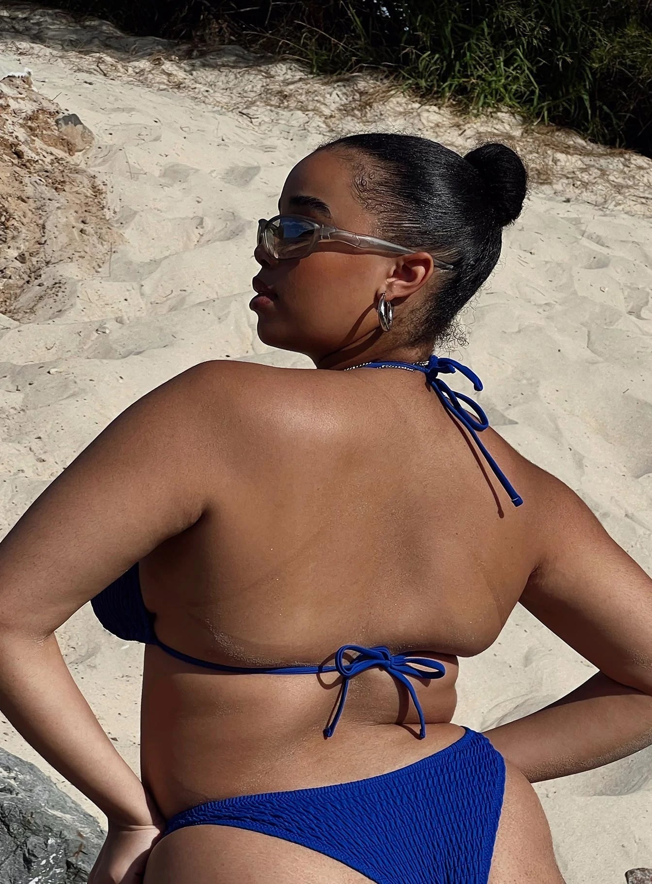 Bikini top Triangle style Shirred design Removable padding Fully lined