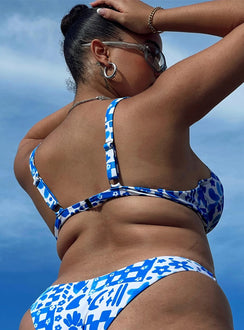 Bikini top Printed design Balconette style Adjustable shoulder straps Wired cups Clasp fastening at back Fully lined