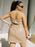 Hailey Strapless Mini Dress Beige Curve