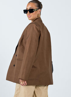 Blazer Linen material Lapel collar Button fastening at front Twin front pockets