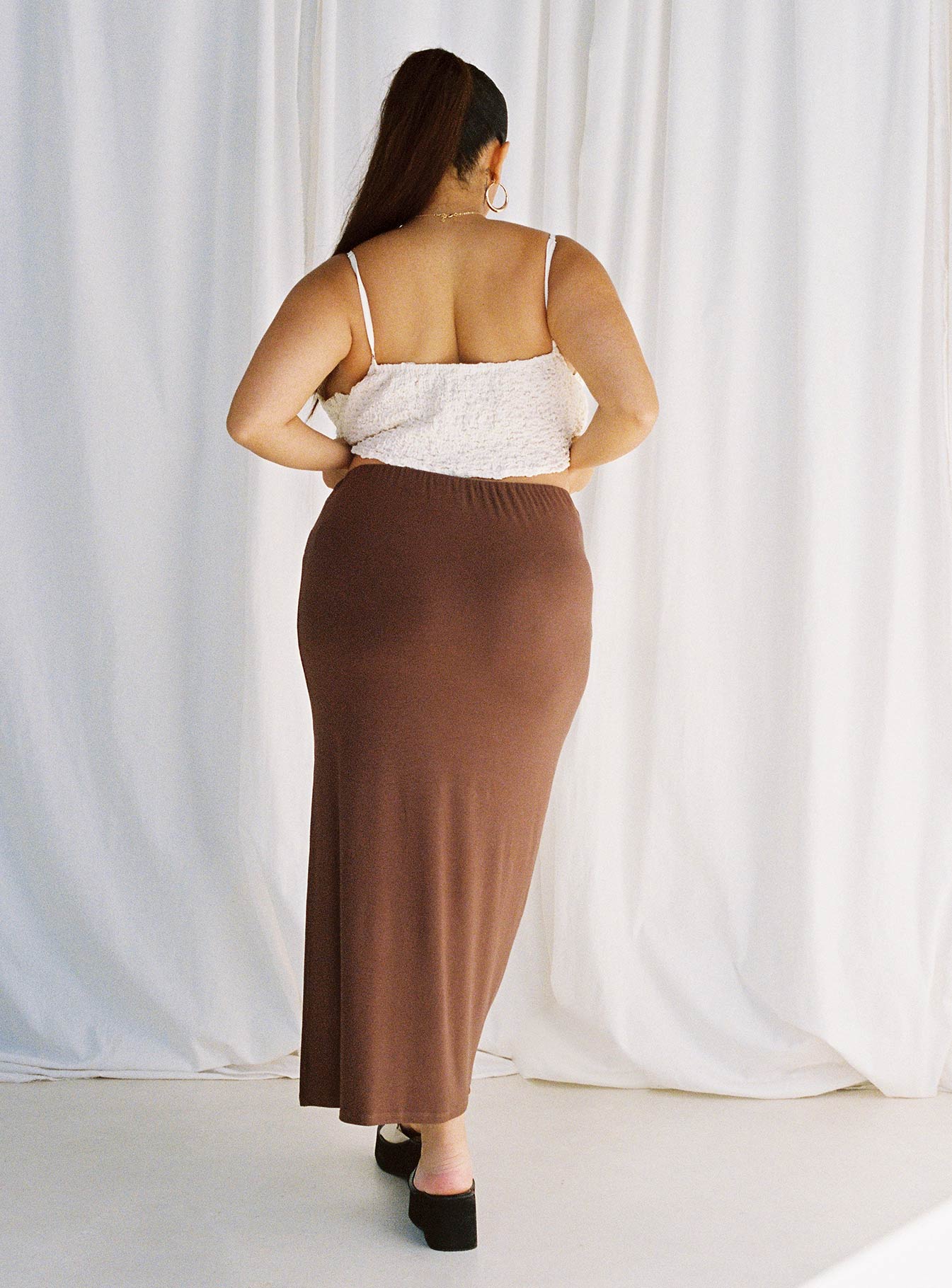 Caroline Midi Skirt Brown Curve