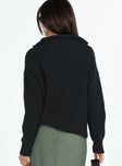 Sweater Knit material High neck Quarter zip fastening at front Good stretch Unlined 
