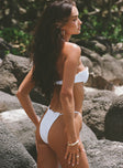 White Bikini bottoms Thin sides, adjustable coverage, cheeky style bottom