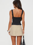 Mid rise skort Invisible zip fastening at back, built in shorts, slit at side
