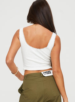 Crop top  Slim fitting, lace trim, ribbed material, scoop neckline, fixed straps, bow detail Good stretch, unlined