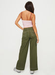 Mid-rise cargo pants Belt looped waistband, zip & button fastening, six pockets, wide leg Non-stretch material, unlined 