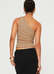 One shoulder top Good stretch, unlined 