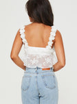 Crop top Fixed straps with flower detail, elasticated band under bust