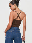 Tank top V-neckline, ruching detail at bust, adjustable straps  Good stretch, lined bust Princess Polly Lower Impact 