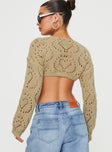 Cropped knit sweater, wide neckline Good stretch, unlined 