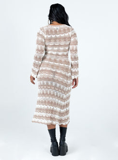 Long sleeve midi dress Sheer knit material